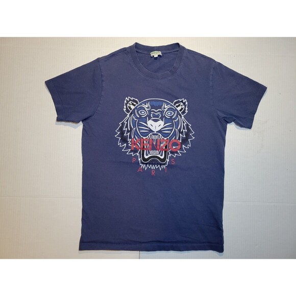 Kenzo Paris Shirt  Womens Size Small Tiger Graphic Blue‎ Red Designer Cotton - Picture 1 of 7
